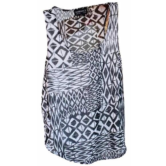 BOUTIQUE Black Brown White Aztec Geometric Swing Racerback Tank Top Blouse M - Picture 8 of 8